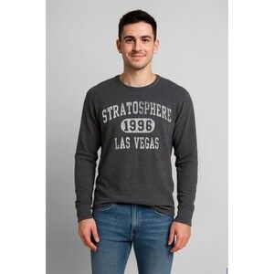 Stratospher Las Vegas Thermal Waffle Knit Shirt Lens Médium Gray Base Layer Y2K